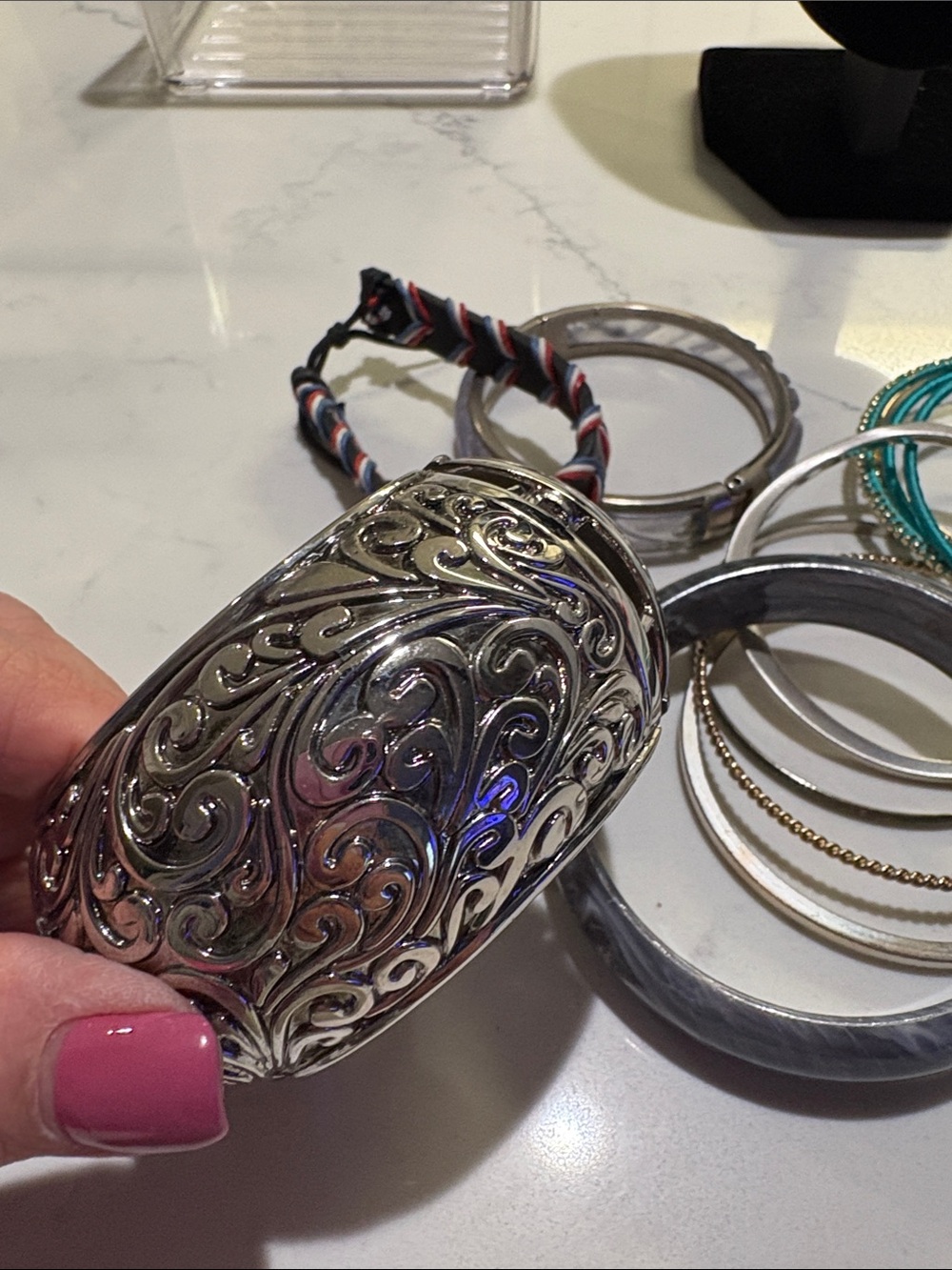 Mixed Womens Bangle and Bracelet Set - Turquoise, Silver, Gold - Picture 3 of 8